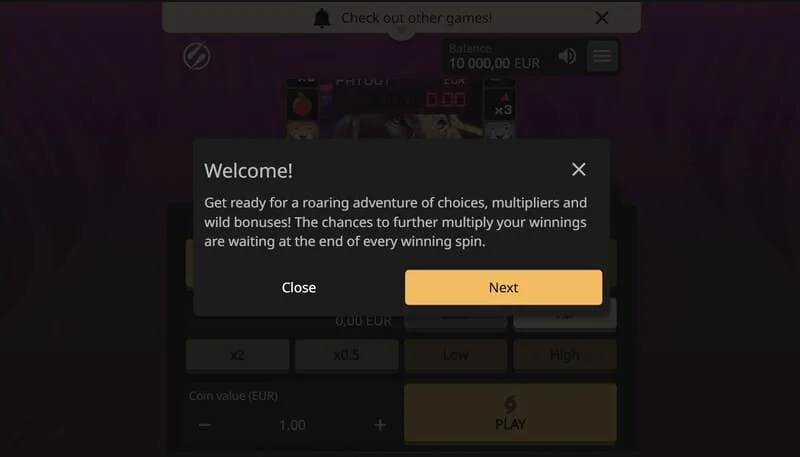 Lion Zama Fruits Bonus Spins - sesion aktiv me simbole klasike të frutave dhe 777